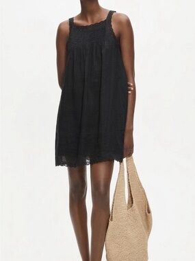 J. Crew Scallop Trim Black Lace-Trim Sleeveless Mini Dress - XXL